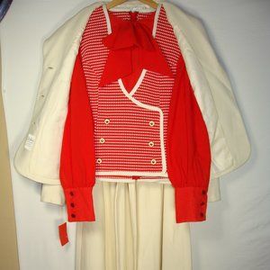 Lilli Ann 1960's Vintage MCM Skirt Suit Red White NWT Deadstock Size 12 MINT